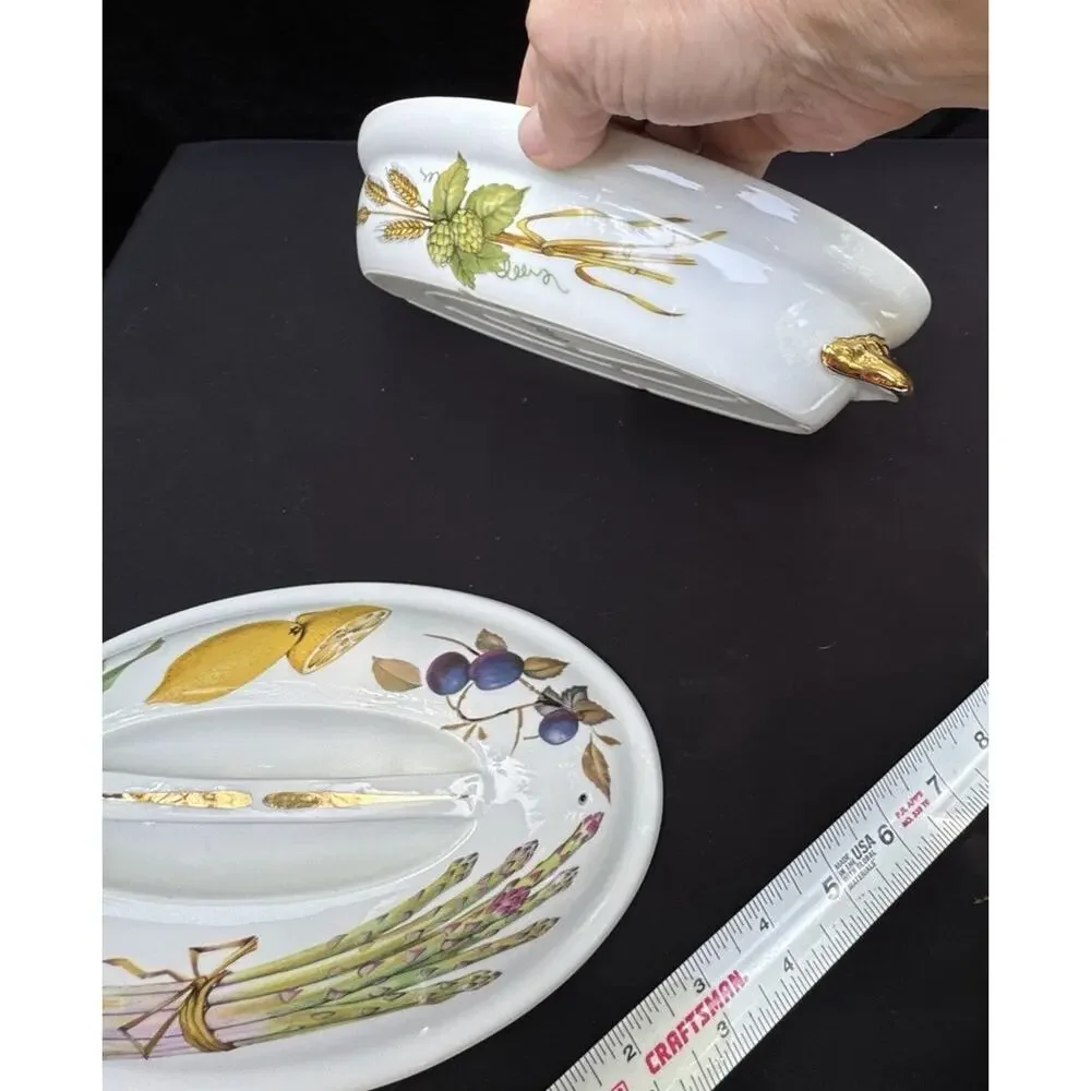 Royal Worcester Fine Porcelain 10” Oval Lidded Casserole Dish Gold Trim -4O
